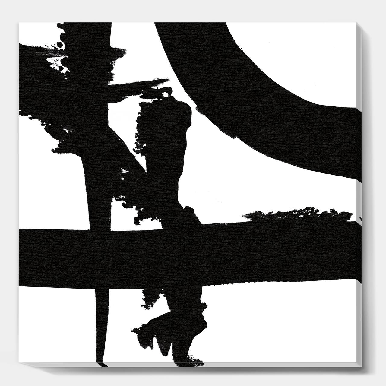 Designart - Black & White Crossing Paths I - Modern & Contemporary Gallery-wrapped Canvas
